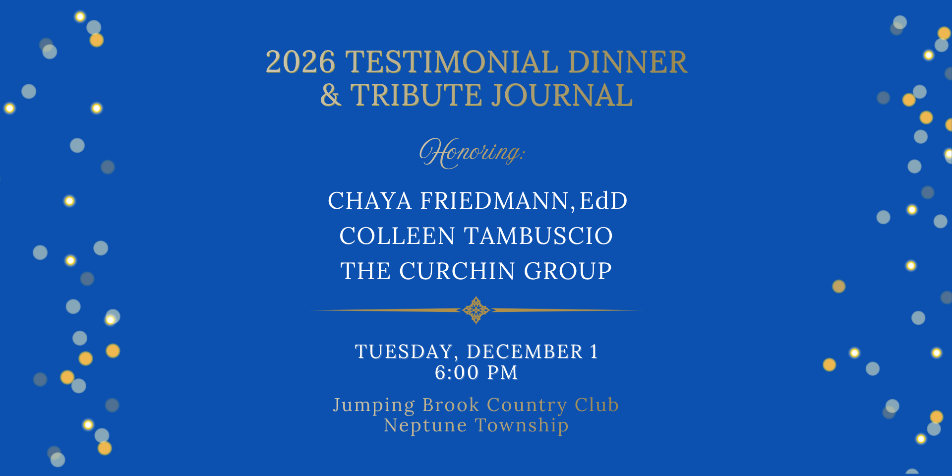 2026 Testimonial Dinner Tues, Dec. 1, 6:00 p.m.